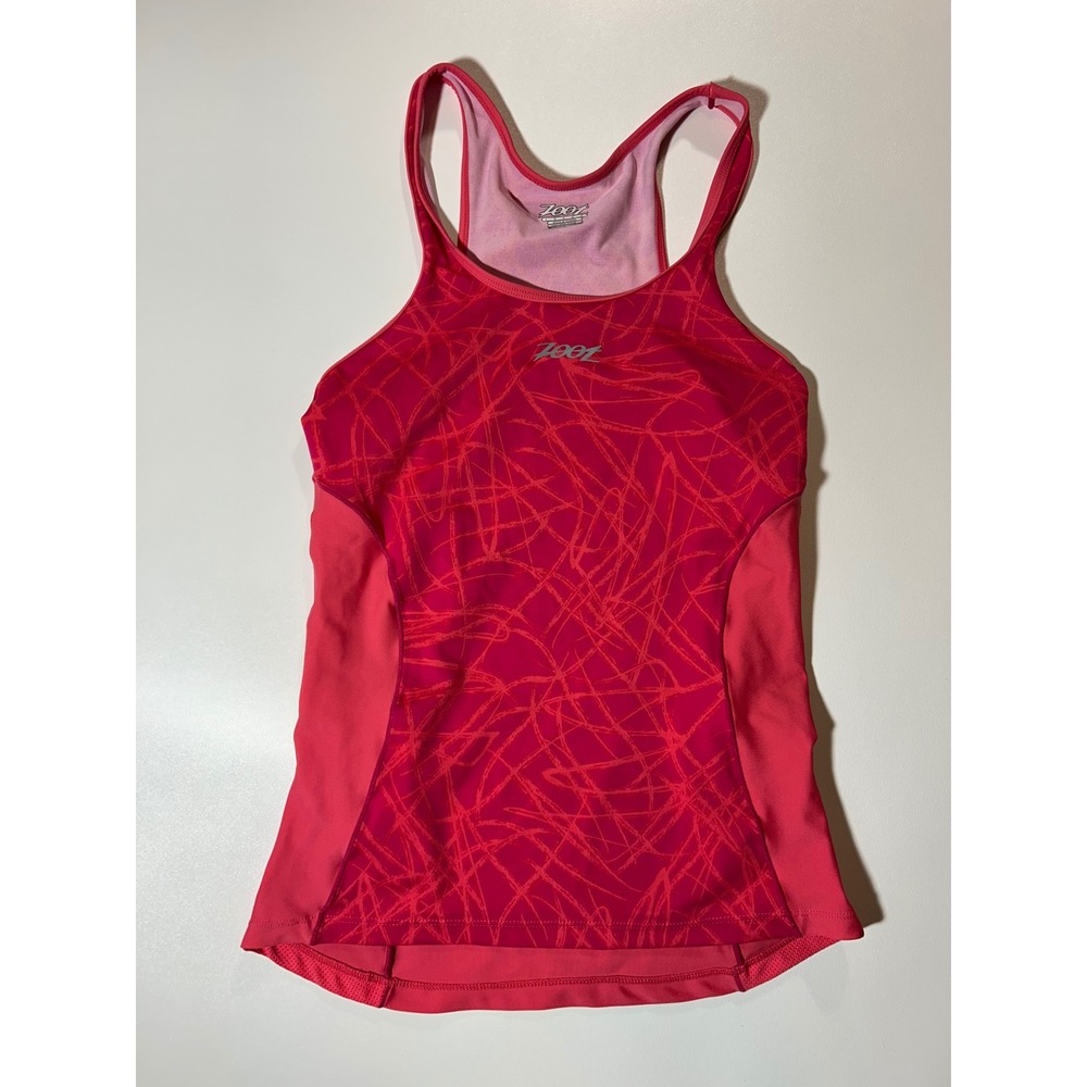 Zoot Triathlon Tank Top Women Large Pink Excellent Racerback Bra Pockets